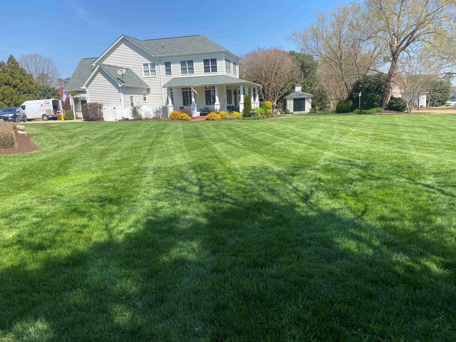 Rich green maintained lawn in NC